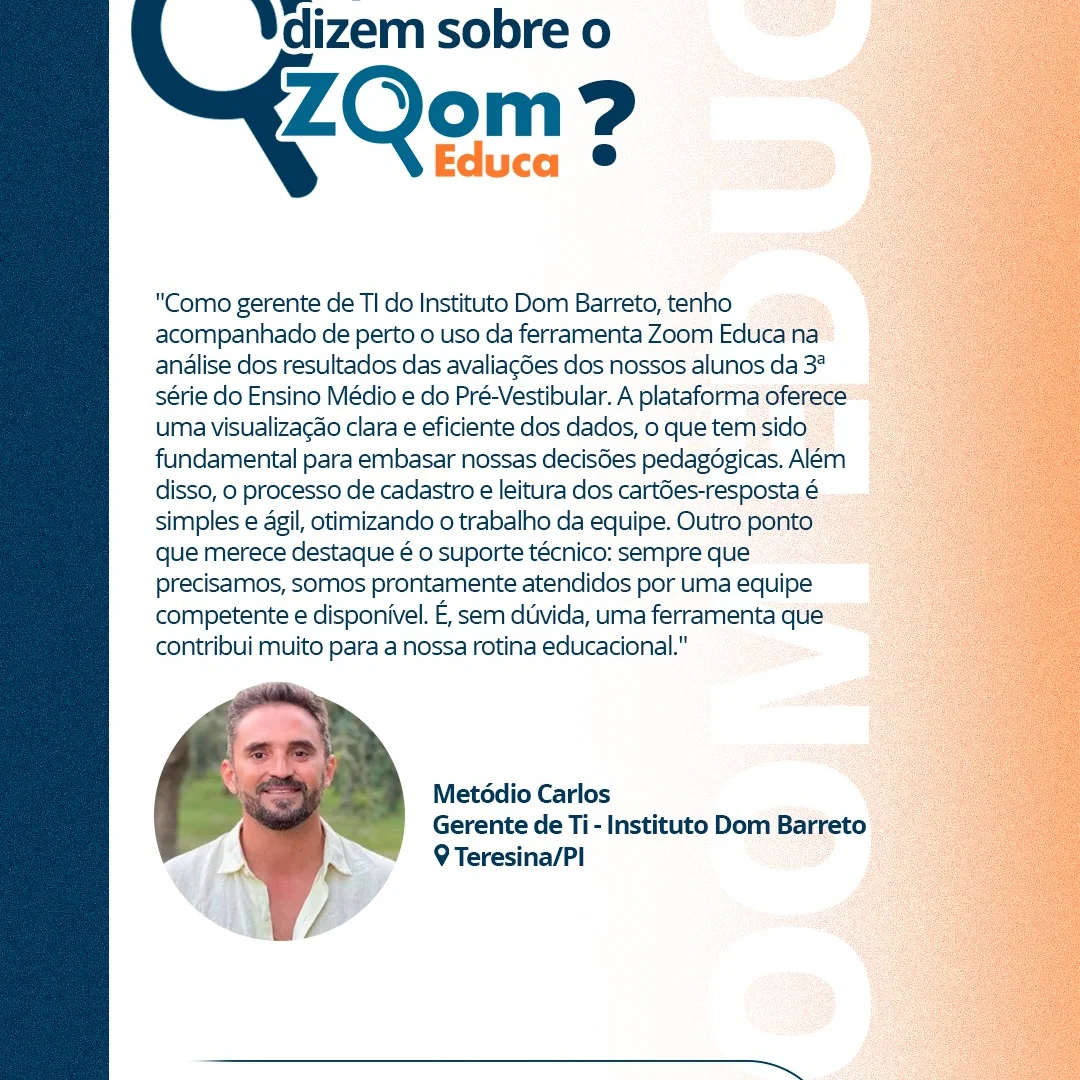 Post do Instagram - A experiência do Instituto Dom Barreto, representada por Metódio Carlos – Gerente de TI mostra como 