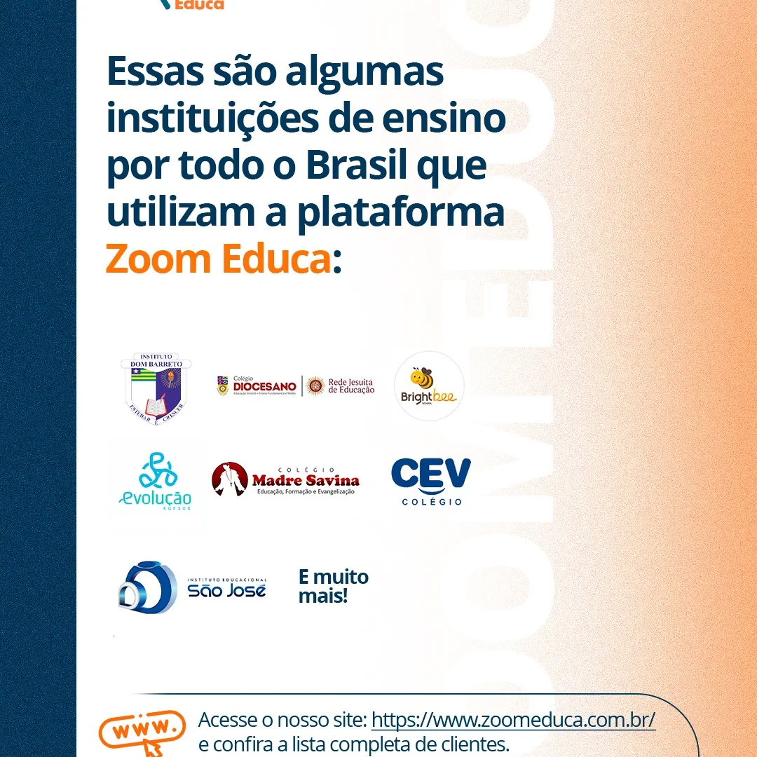 Post do Instagram - ✅ Mais de 30 instituições de ensino são nossas parceiras e confiam na plataforma Zoom Educa para pot