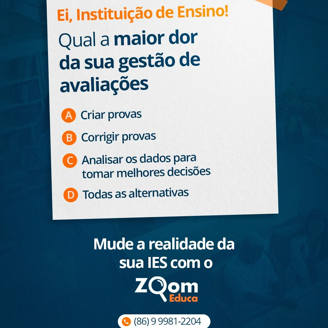 Post do Instagram - Menos tempo corrigindo provas, mais clareza nos dados e decisões melhores para sua instituição. ✅ Is